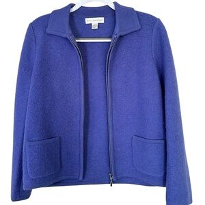 Petite Sophisticate S Cornflower Periwinkle Blue Wool Zip Jacket cardigan
